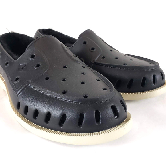 NEW!! Women Sperry SIZE 11 Black Authentic Faux Fur Float Boat Shoe Slip On - Picture 6 of 12